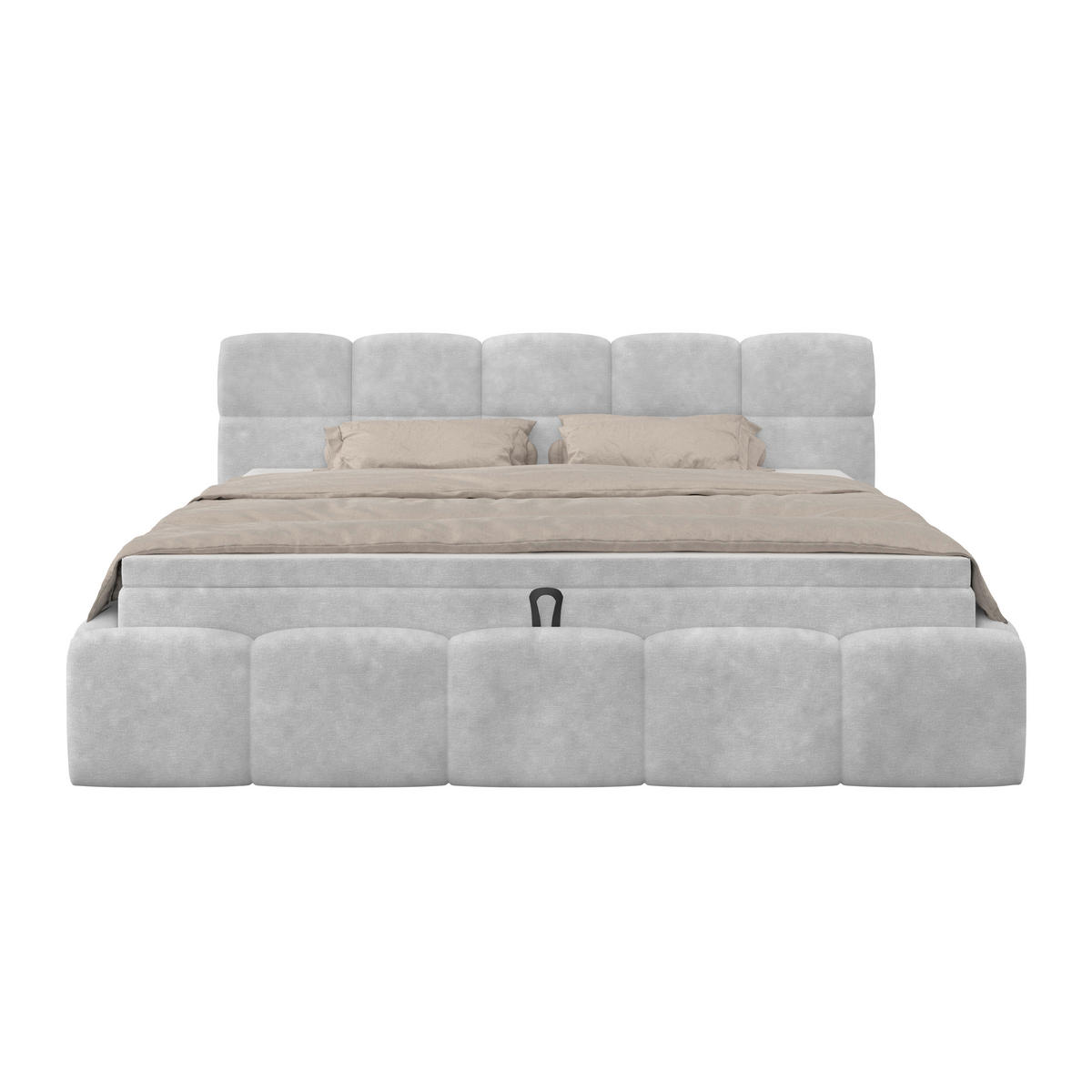 POLSTERBETT 160/200 cm,  in Hellgrau, Matratze, Bettkasten, H3 = fest  - Hellgrau/Schwarz, Trend, Kunststoff/Textil (160/200cm)