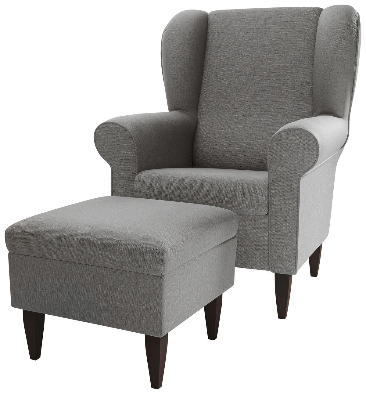 SESSELSET ASINO Struktur Hocker    - Wengefarben/Grau, KONVENTIONELL, Holz/Textil (80/102/86cm) - Livetastic