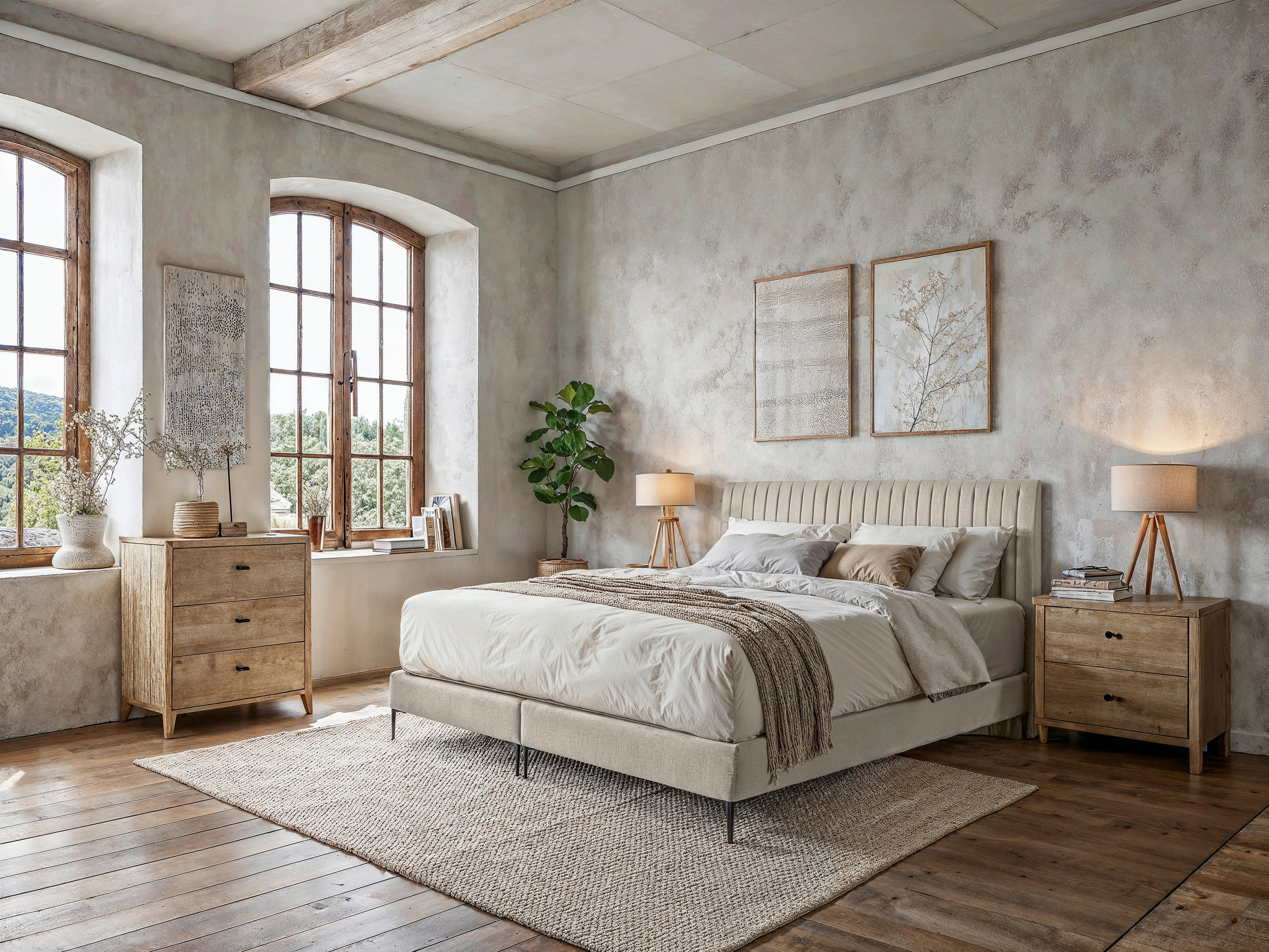 BOXSPRINGBETT 180/200 cm  in Creme  - Creme/Schwarz, MODERN, Holzwerkstoff/Textil (180/200cm) - MID.YOU