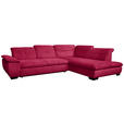 ECKSOFA in Cord Rot  - Rot/Schwarz, Design, Textil/Metall (313/242cm) - Xora