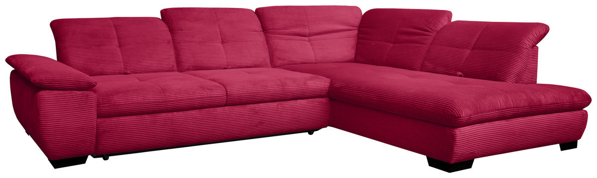 ECKSOFA in Cord Rot  - Rot/Schwarz, Design, Textil/Metall (313/242cm) - Xora