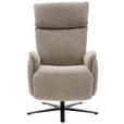 RELAXSESSEL Chenille Relaxfunktion, Rücken echt    - Graubraun/Schwarz, KONVENTIONELL, Textil/Metall (70/117/85cm) - Dieter Knoll