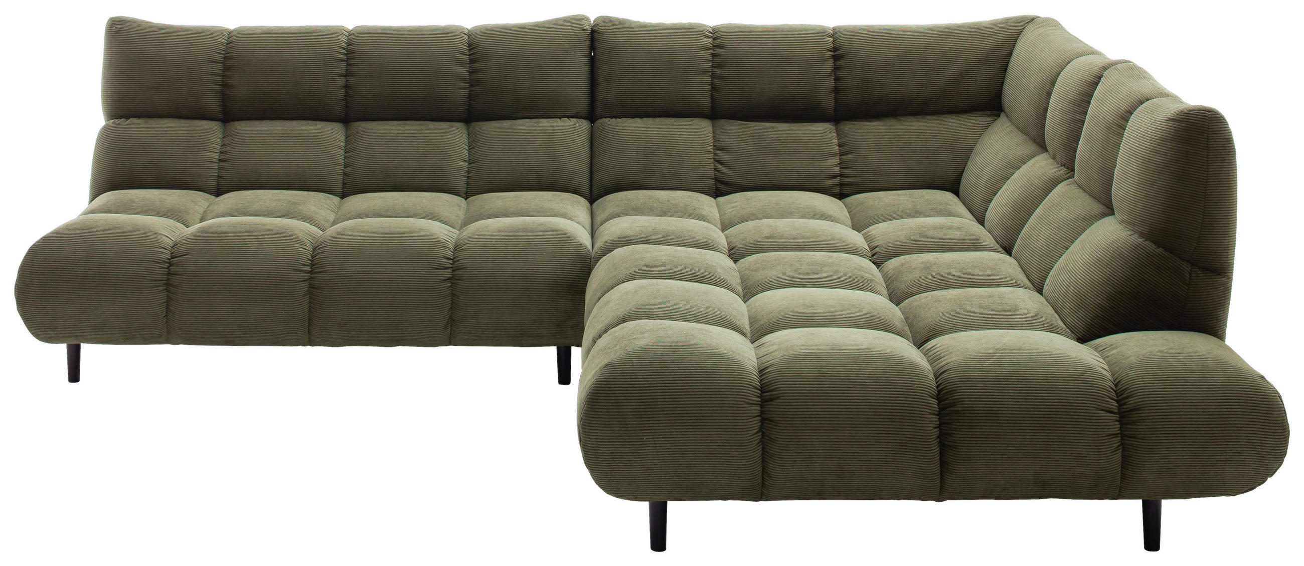 ECKSOFA Schilfgrün Feincord Rücken echt  - Schilfgrün/Schwarz, Design, Holz/Textil (288/215cm) - Pure Home Lifestyle