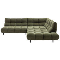 ECKSOFA 288/215 cm  in Feincord Schilfgrün Rücken echt  288/215 cm  - Schilfgrün/Schwarz, Design, Holz/Textil (288/215cm) - Pure Home Lifestyle