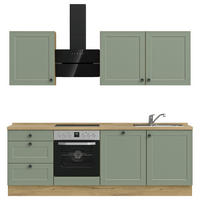KÜCHENLEERBLOCK 240 cm   in Grün, Eichefarben  - Eichefarben/Schwarz, MODERN, Holzwerkstoff/Metall (240cm) - Nobilia