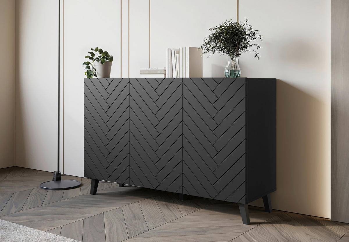 KOMODA, črna  - črna, Design, umetna masa/leseni material (120/78/39,1cm) - Livetastic