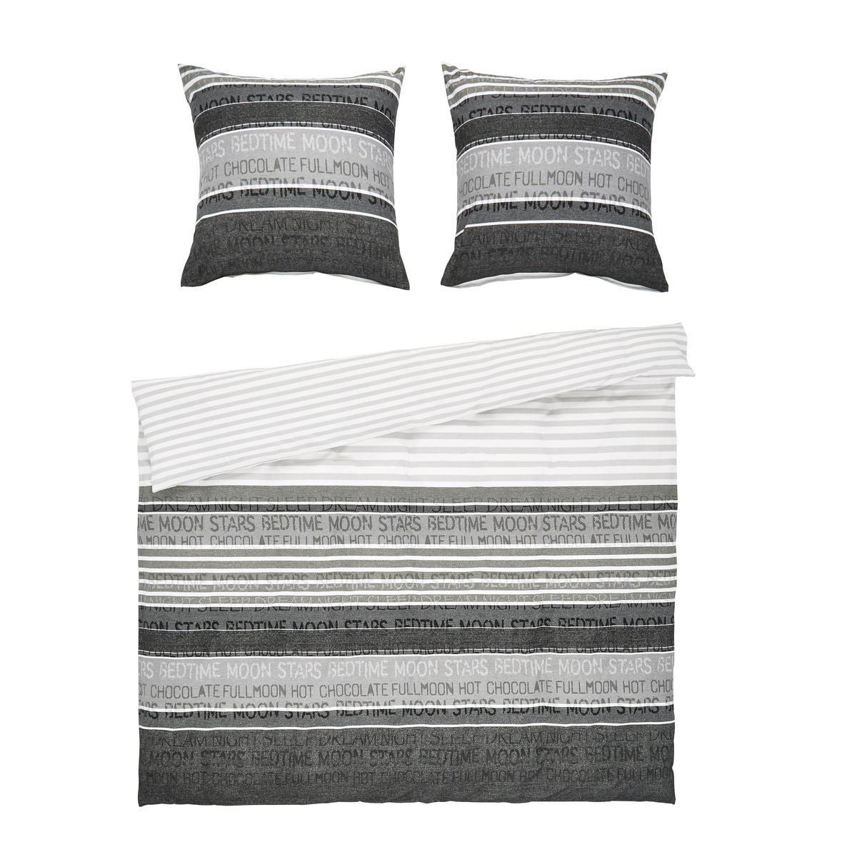 BETTWÄSCHE Davos Biber 200/200 cm  - Dunkelgrau/Hellgrau, KONVENTIONELL, Textil (200/200cm) - Janine