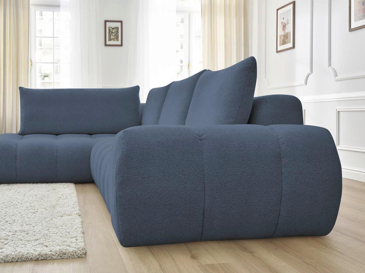 ECKSOFA Ottomane links  EVEREST Dunkelblau Flachgewebe  - Schwarz/Dunkelblau, MODERN, Kunststoff/Textil (210/352cm) - Livetastic