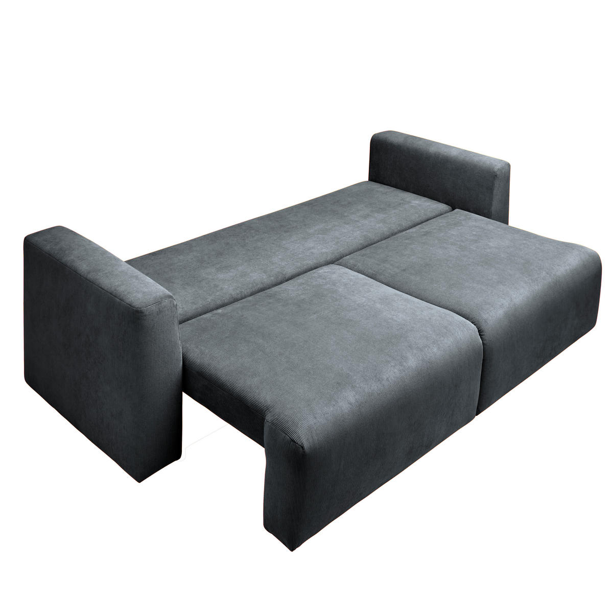 SCHLAFSOFA  mit Stoffauswahl, Schlafen auf Sitzhöhe, Rücken echt Cord Dunkelgrau  - Dunkelgrau/Schwarz, Design, Kunststoff/Textil (250/92/105cm) - Carryhome