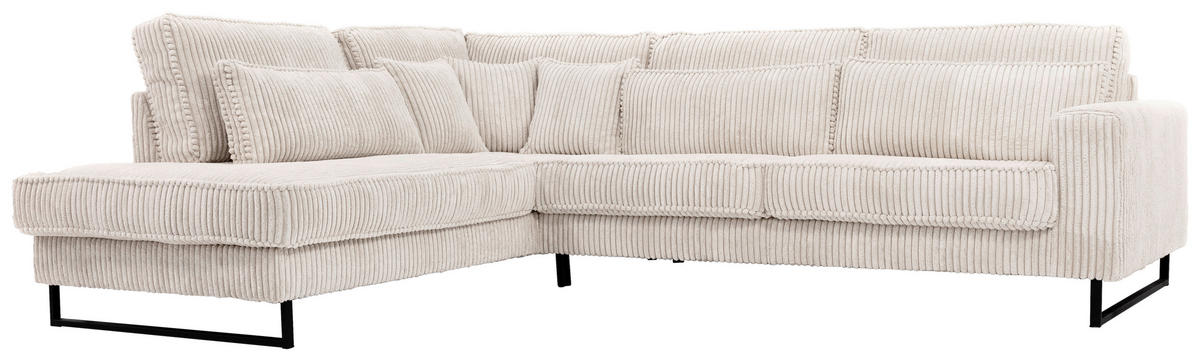 ROHOVÁ SEDAČKA, textil, kompozitní dřevo, krémová - černá/krémová, Konvenční, kov/kompozitní dřevo (284/253cm) - Livetastic