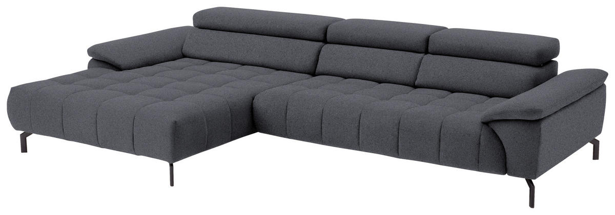 ECKSOFA in Webstoff Anthrazit  - Anthrazit/Schwarz, Design, Textil/Metall (190/329cm) - Beldomo Style