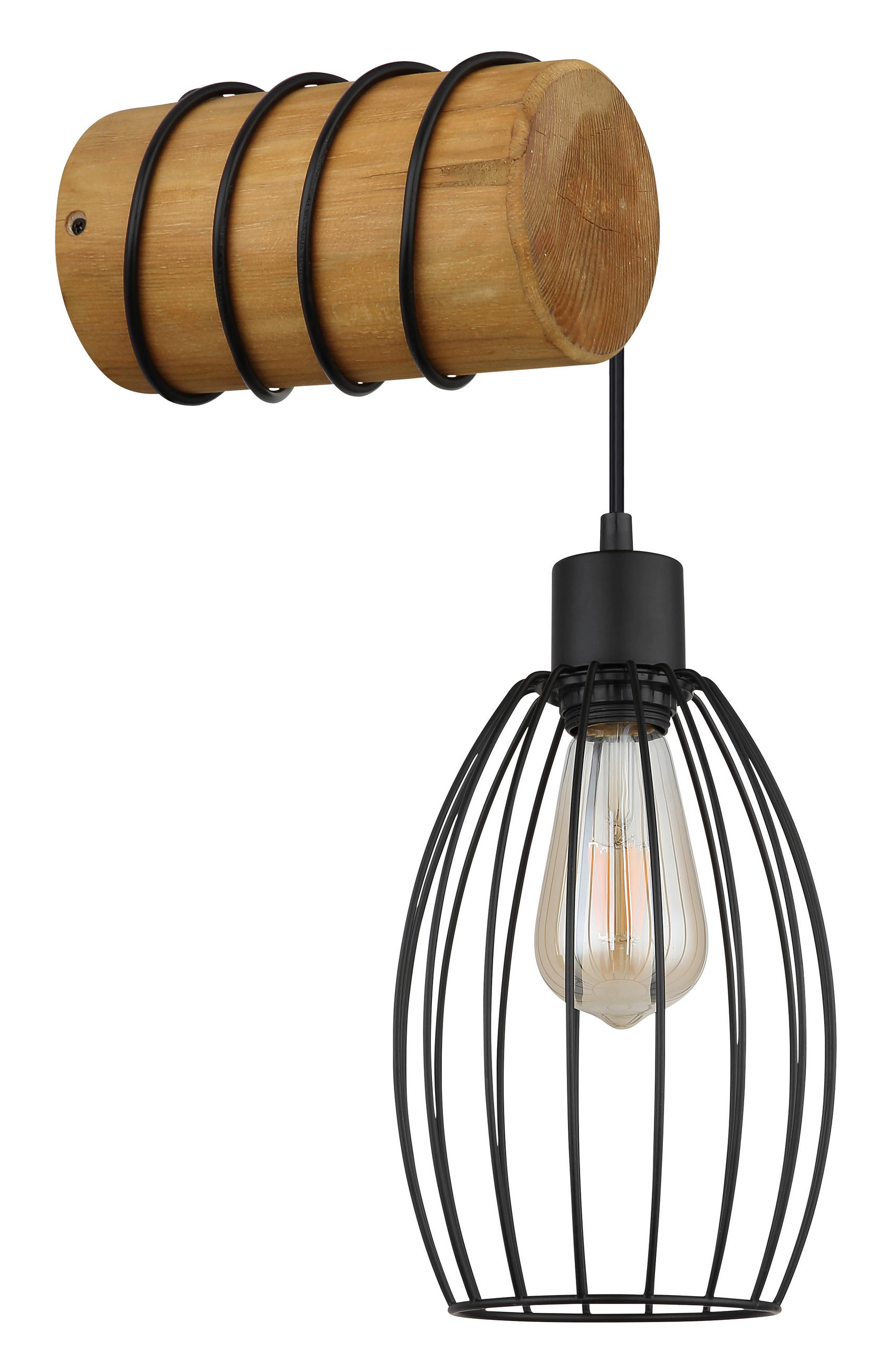 WANDLEUCHTE Queena 16/27/59 cm  - Schwarz/Braun, Design, Holz/Kunststoff (16/27/59cm) - Globo