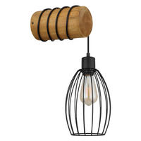 WANDLEUCHTE Queena 16/27/59 cm  - Schwarz/Braun, Design, Holz/Kunststoff (16/27/59cm) - Globo