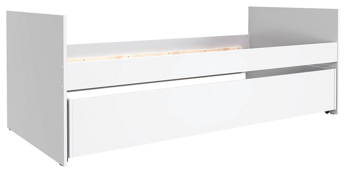 AUSZIEHBETT 90/200 cm,  in Weiß, Bettschublade, Lattenrost für Zusatzbett, Lattenrost für Hauptbett  - Naturfarben/Weiß, MODERN, Holz/Holzwerkstoff (90/200cm) - MID.YOU