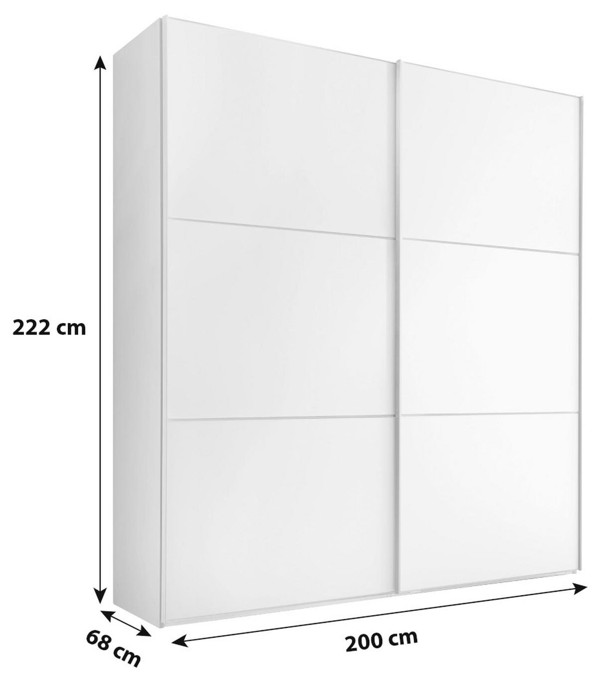 SCHWEBETÜRENSCHRANK in Weiss  - Weiss/Alufarben, Modern (200/222/68cm) - MID.YOU