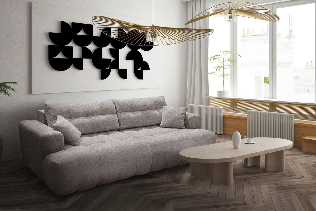 BIGSOFA TINO in Flachgewebe Mokka  - Schwarz/Mokka, KONVENTIONELL, Holzwerkstoff/Kunststoff (279/90/137cm) - Livetastic