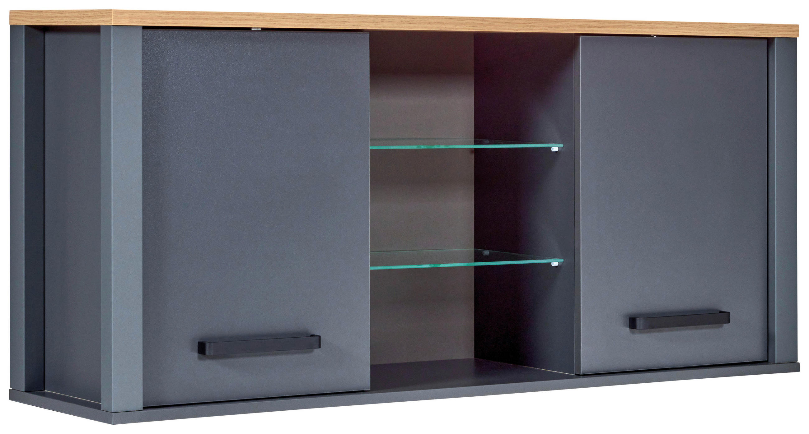 HÄNGESCHRANK 130,3/57,5/33 cm  - Anthrazit/Schwarz, MODERN, Glas/Holzwerkstoff (130,3/57,5/33cm) - home24