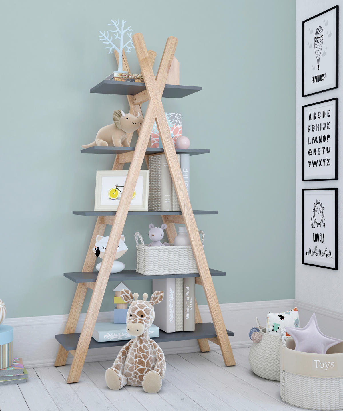 REGAL  90/170/35 cm Grau, Naturfarben  - Naturfarben/Grau, Design, Holz/Holzwerkstoff (90/170/35cm) - Livetastic