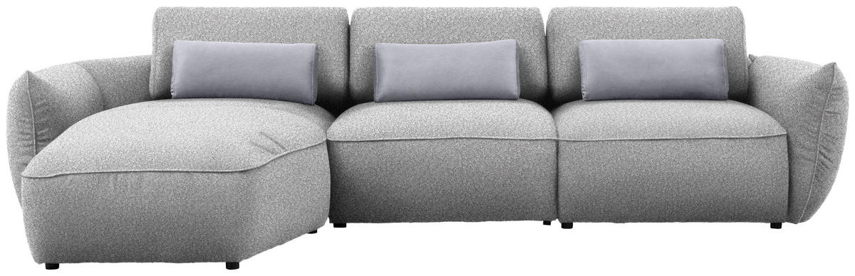 ECKSOFA  in Chenille Greige  190/340 cm  - Greige/Silberfarben, Design, Kunststoff/Textil (190/340cm) - Belluti