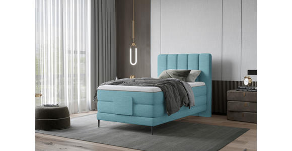 BOXSPRINGBETT 100/200 cm  in Blau  - Blau/Schwarz, Natur, Textil/Metall (100/200cm) - Esposa