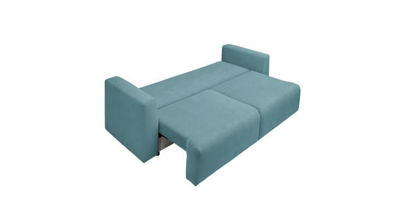 SCHLAFSOFA Cord Türkis Zierkissen, Rückenkissen, Bettkasten, Schlaffunktion, Rücken echt  - Türkis/Schwarz, Design, Kunststoff/Textil (250/92/105cm) - Carryhome