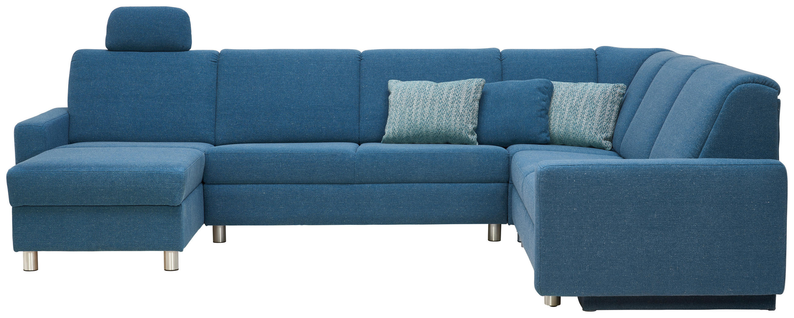 WOHNLANDSCHAFT in Jacquard Blau, Petrol  - Blau/Petrol, KONVENTIONELL, Kunststoff/Textil (158/322/236cm) - Sedda