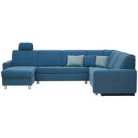 WOHNLANDSCHAFT in Jacquard Blau, Petrol  - Blau/Petrol, KONVENTIONELL, Kunststoff/Textil (158/322/236cm) - Sedda