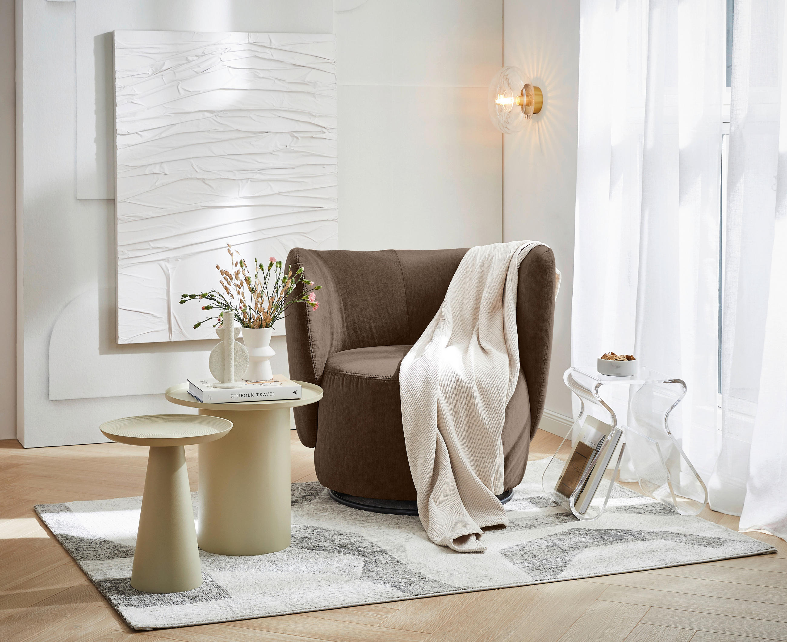 Thumbnail - Livetastic Cocktailsessel Boli, Dunkelbraun, Textil, 92x80x84 cm, Wohnzimmer, Sessel, Cocktailsessel