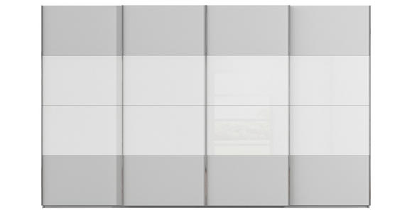 SCHWEBETÜRENSCHRANK  in Weiß, Seidengrau  - Chromfarben/Seidengrau, KONVENTIONELL, Glas/Holzwerkstoff (361/235/68cm) - Novel