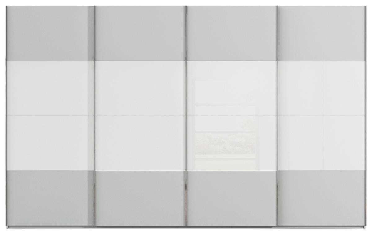 SCHWEBETÜRENSCHRANK - Chromfarben/Seidengrau, KONVENTIONELL, Glas/Holzwerkstoff (361/235/68cm) - Novel