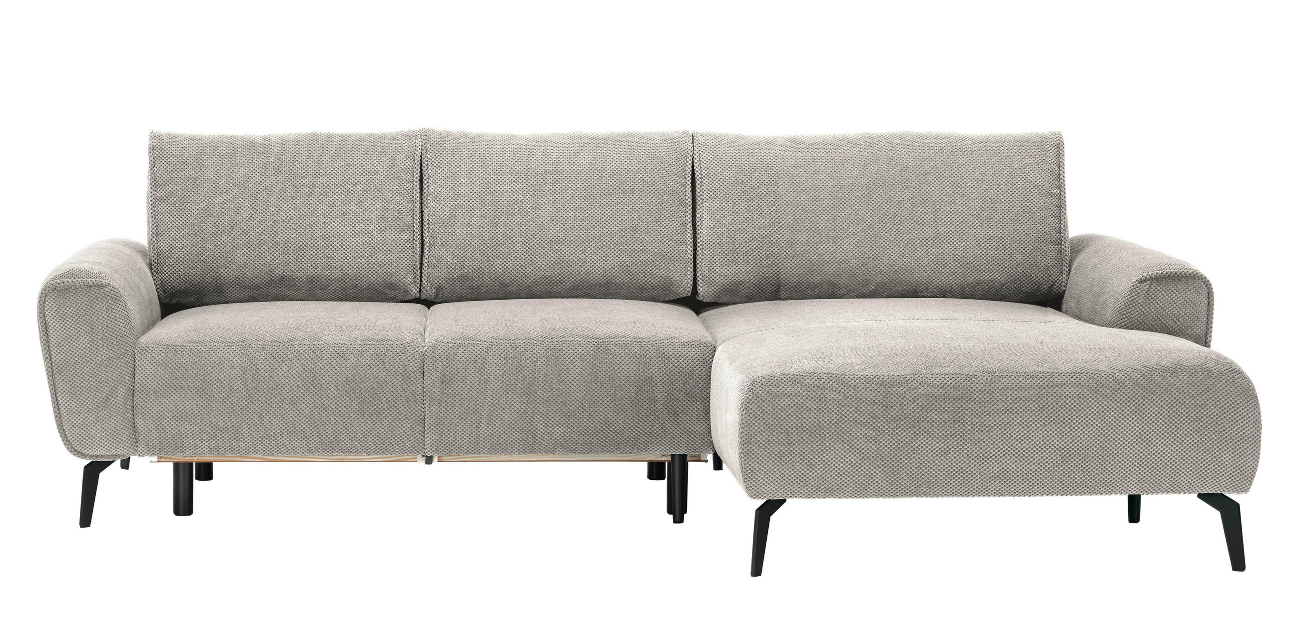 ECKSOFA in Webstoff Kaschmir  - Kaschmir/Schwarz, Design, Textil/Metall (272/170cm) - Welnova