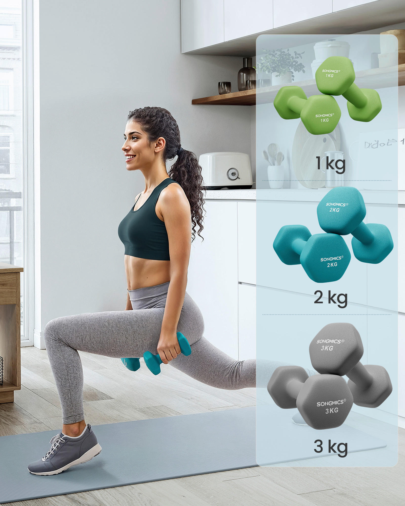 FITNESS-SET - Blau/Grau, Basics, Metall (38.5/14.5/35.5cm)