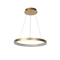 LED-HÄNGELEUCHTE 58/150 cm  - Messingfarben/Opal, Design, Kunststoff/Metall (58/150cm) - Lucide