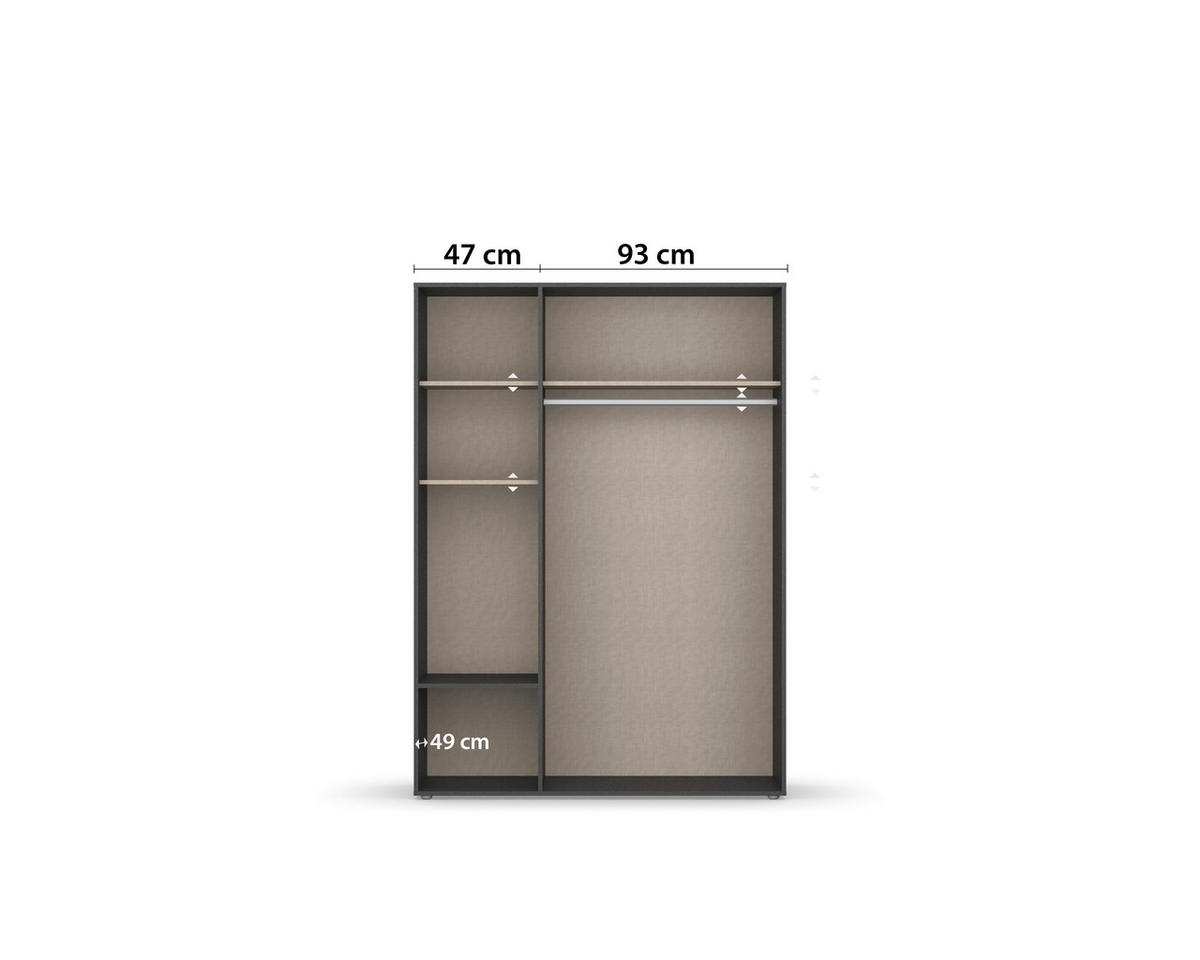 DREHTÜRENSCHRANK in Grau, Eiche Artisan  - Eiche Artisan/Grau, Modern, Holzwerkstoff/Kunststoff (140/194/53cm) - Rauch Möbel