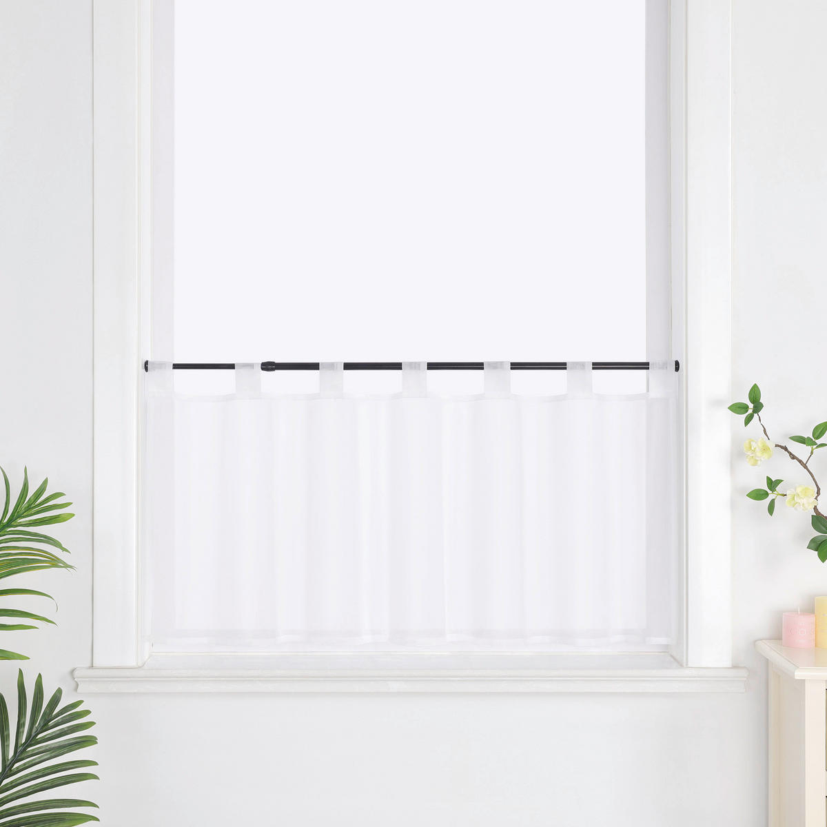 SCHEIBENGARDINE   120/60 cm   - Weiß Hochglanz, Basics, Textil (120/60cm)