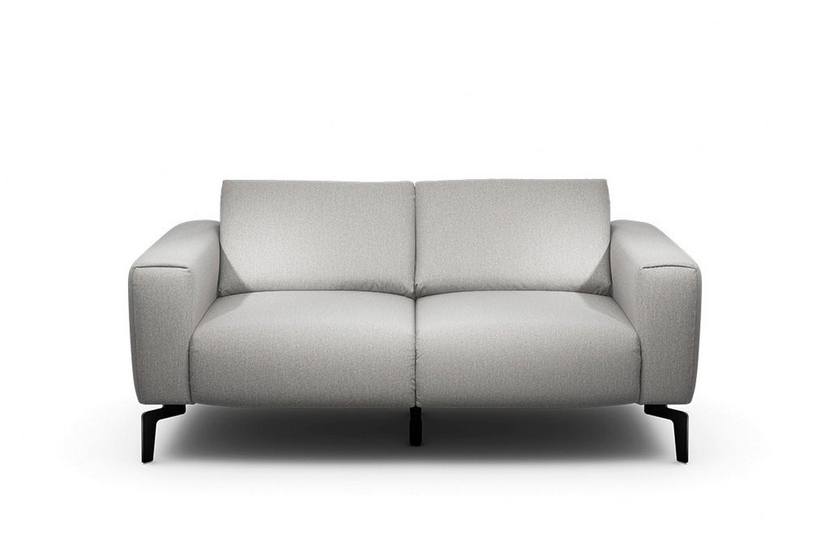 2-SITZER-SOFA Chenille Hellgrau  - Hellgrau/Schwarz, Design, Textil/Metall (180/86/86-94cm) - SENSOO