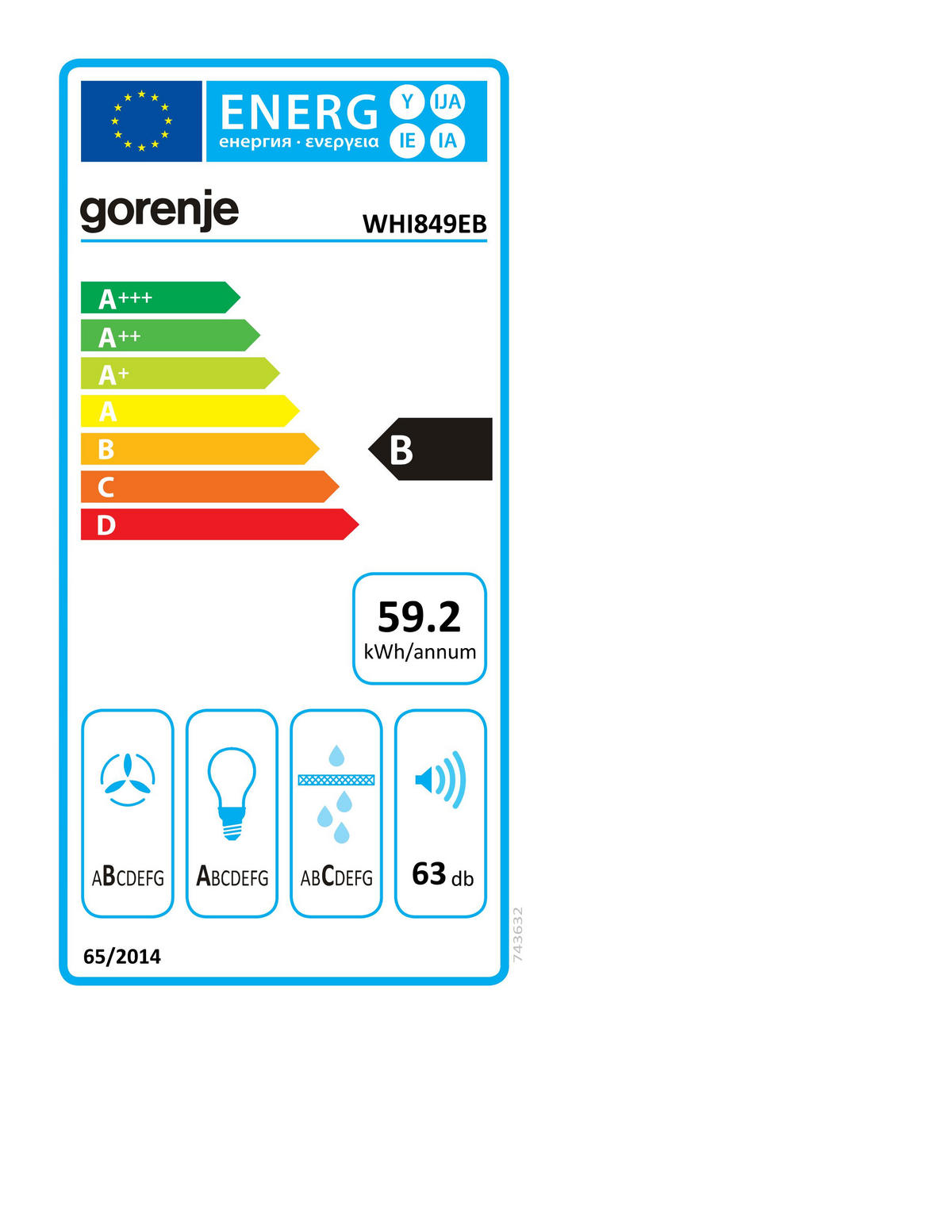 DUNSTABZUGSHAUBE WHI849EB  - Schwarz, Basics, Metall (80/38/33,5cm) - Gorenje