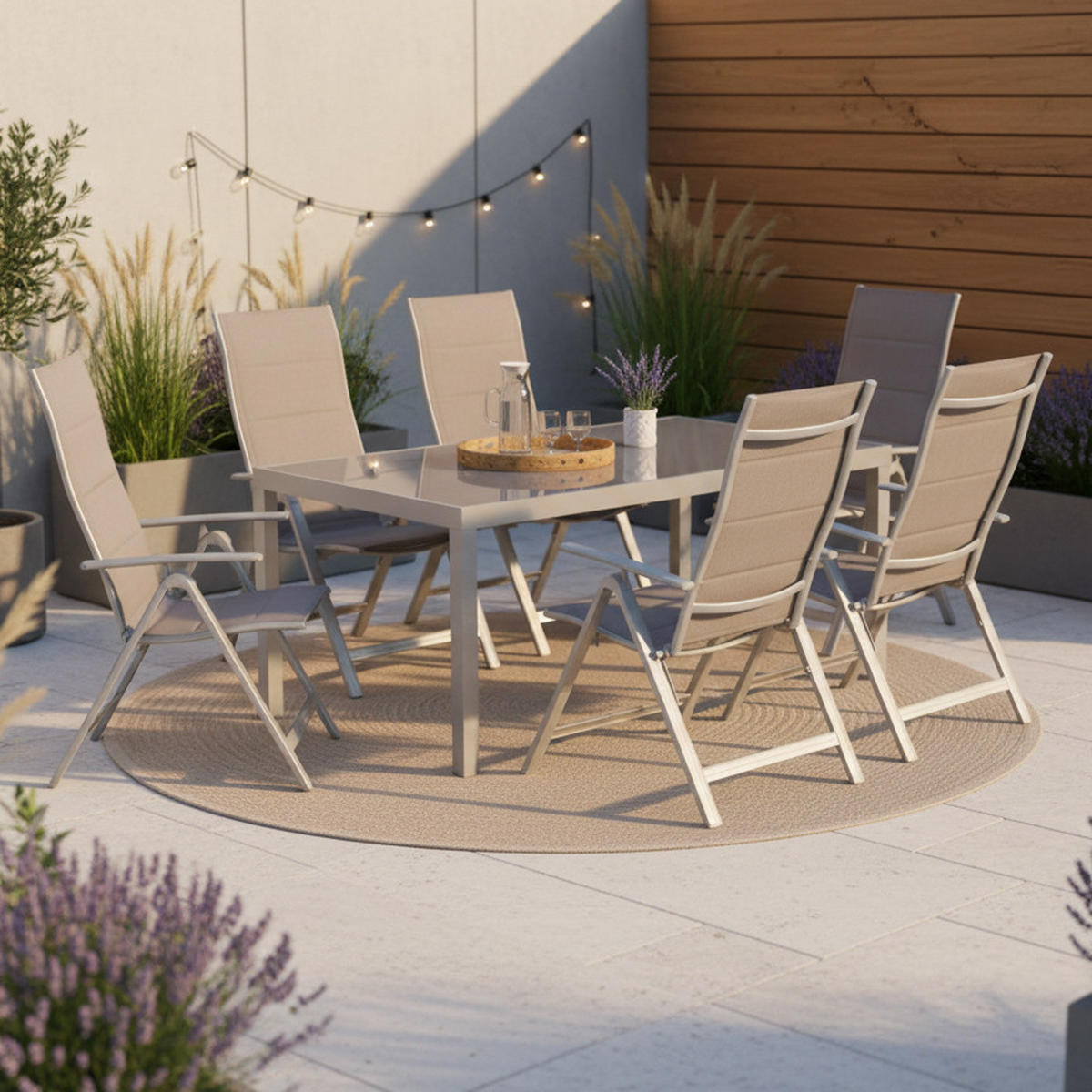 VRTNA GARNITURA Taviano  aluminij  rjava, srebrne barve  rjava, srebrne barve    - srebrne barve/rjava, Romantika, kovina/steklo - Gardenson