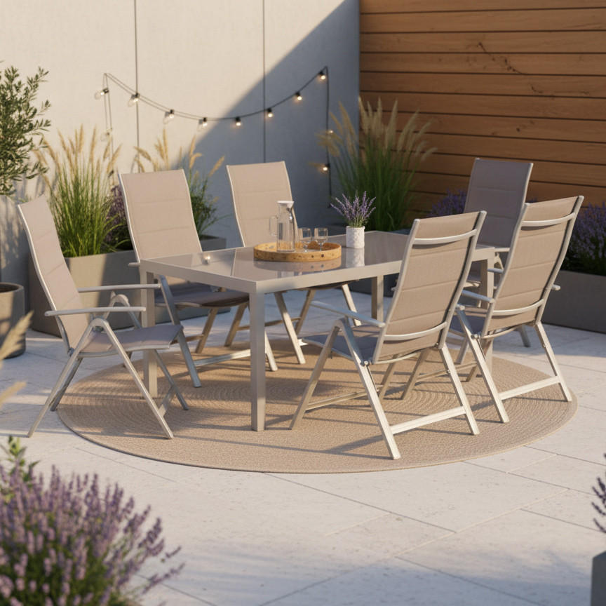 Gardenson Gartentischgruppe Taviano Braun, Silber