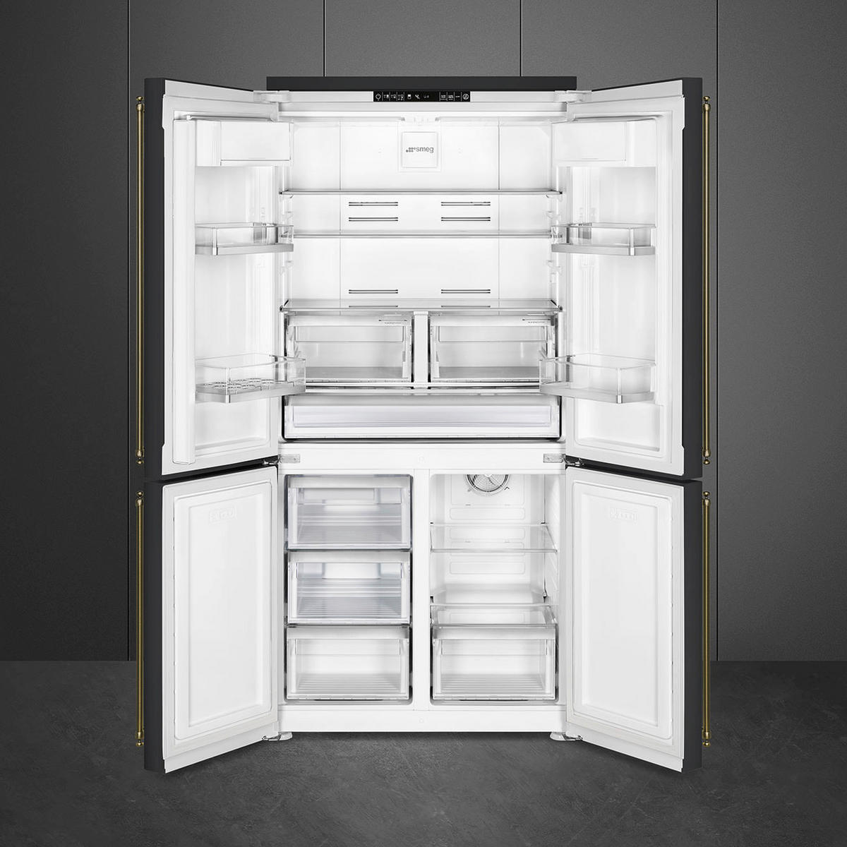 FRENCH-DOOR 91,3/187,5/68,8 cm FQ60CA06  - Anthrazit/Messingfarben, Basics, Metall (91,3/187,5/68,8cm) - SMEG