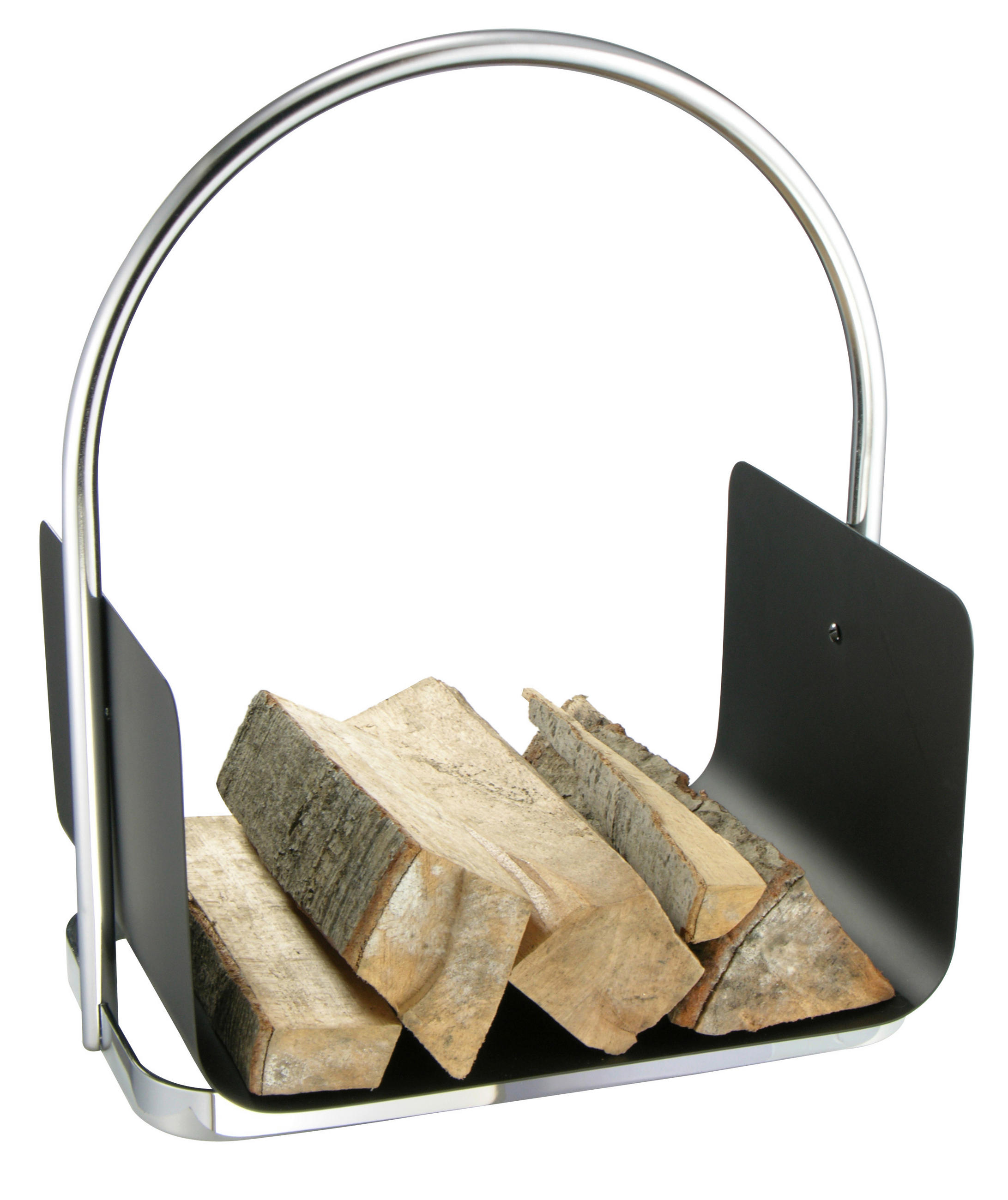 Holzkorb 40,5/30/47 cm  Metall  - Edelstahlfarben/Schwarz, Design, Metall (40,5/30/47cm)