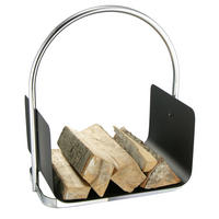 Holzkorb 40,5/30/47 cm  Metall  - Edelstahlfarben/Schwarz, Design, Metall (40,5/30/47cm)