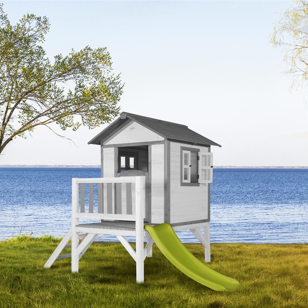 SPIELHAUS LODGE XL  - Weiß/Grau, KONVENTIONELL, Holz (167/240/189cm) - Ambia Garden