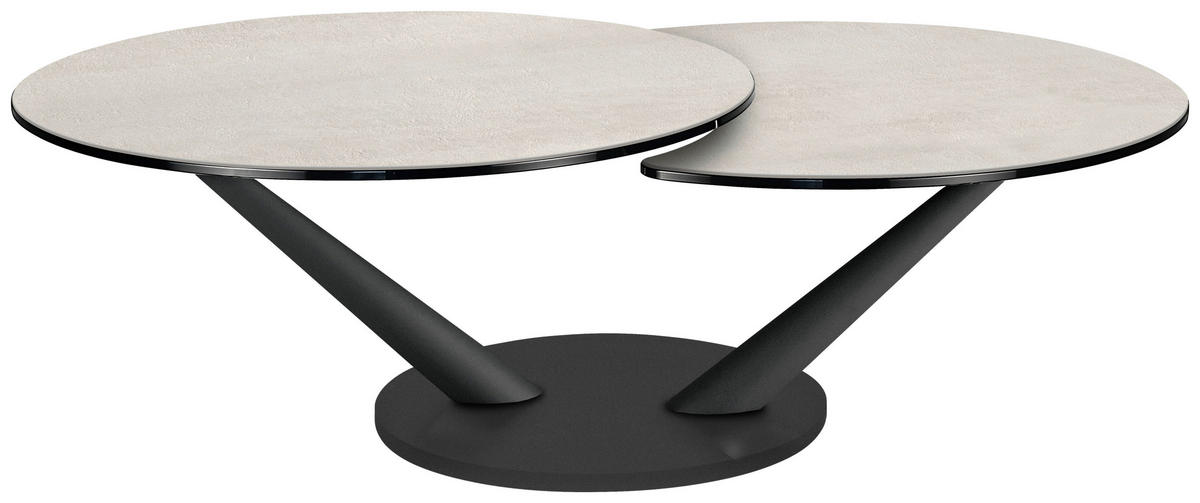 COUCHTISCH in Metall, Keramik 80 (128)/80/40 cm  - Anthrazit/Hellgrau, Design, Keramik/Metall (80 (128)/80/40cm) - Naos