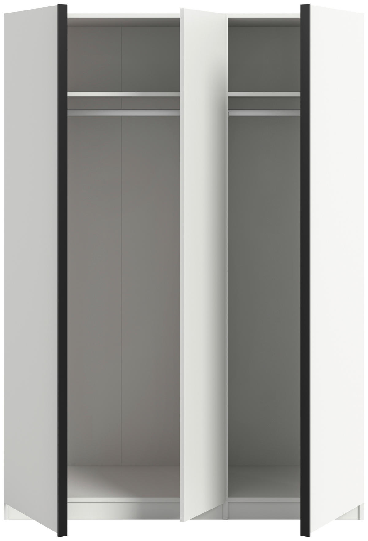 DREHTÜRENSCHRANK 130/183/53 cm,  in Weiß, 3-türig  - Schwarz/Weiß, MODERN, Holzwerkstoff (130/183/53cm) - MID.YOU