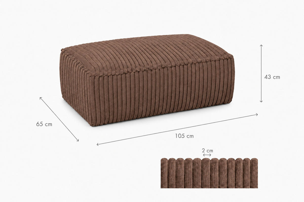 HOCKER in Textil, Holzwerkstoff Braun  - Schwarz/Braun, KONVENTIONELL, Holzwerkstoff/Kunststoff (105/43/65cm) - Livetastic