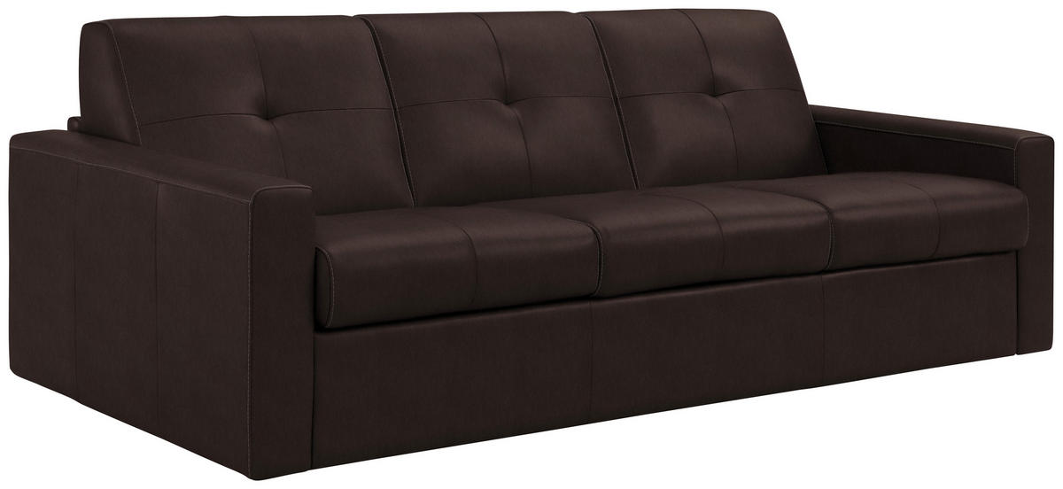 SCHLAFSOFA Dunkelbraun  - Dunkelbraun/Schwarz, Konventionell, Leder/Kunststoff (206/81/96cm) - Novel