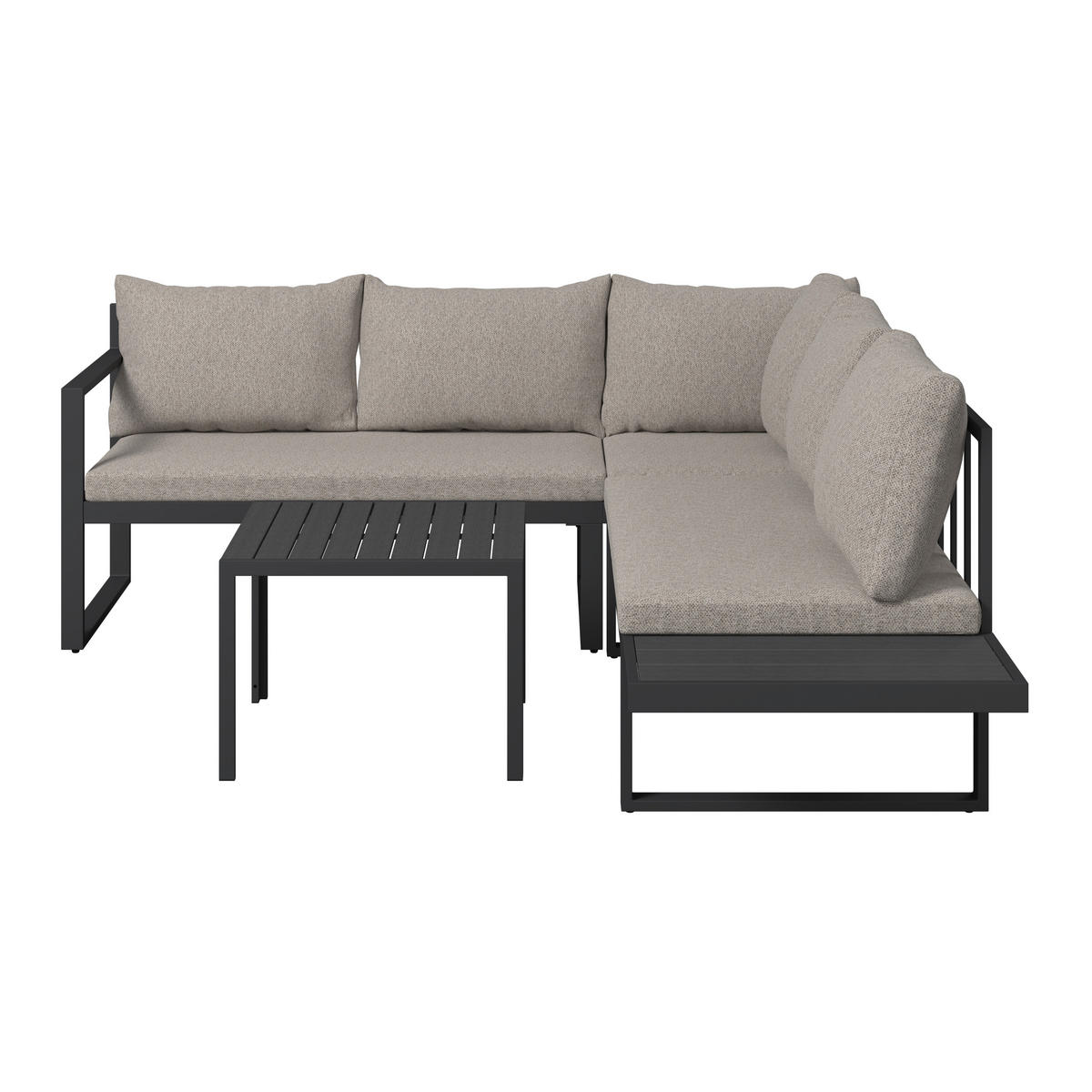LOUNGEGARNITUR 3-teilig   142.5/70/67 cm Aluminium, Eisen  - Dunkelgrau/Grau, MODERN, Kunststoff/Textil (142.5/70/67cm) - Ambia Garden