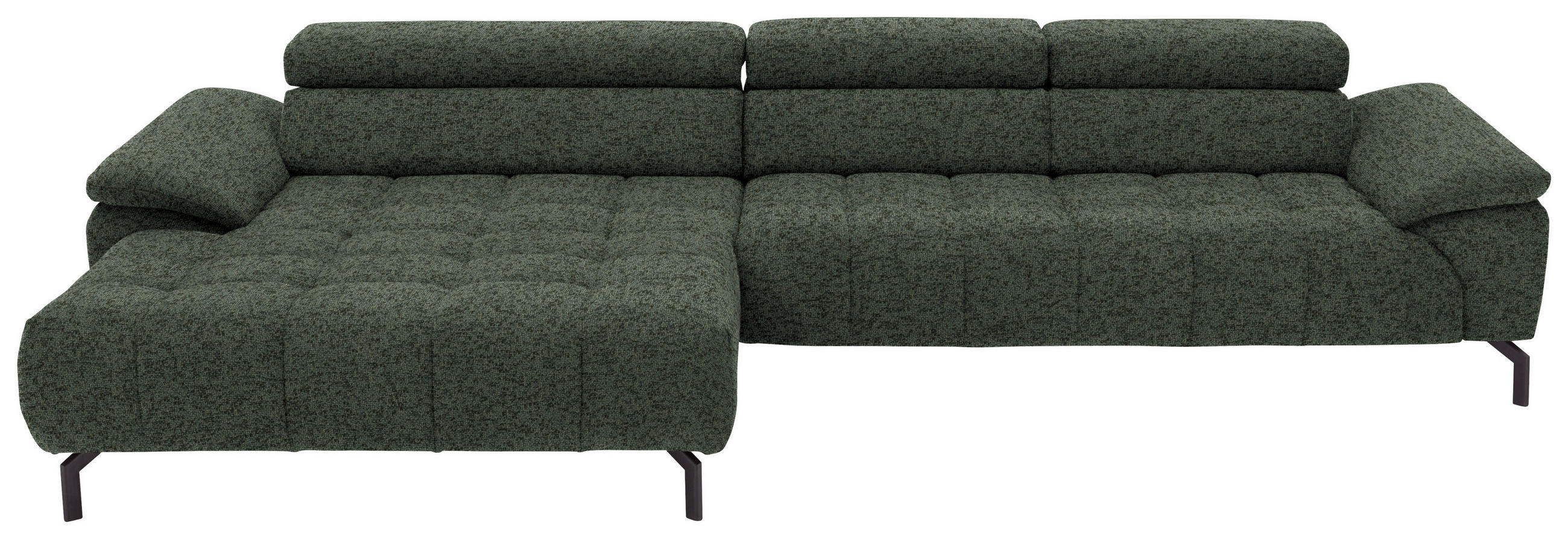 ECKSOFA in Chenille Grün  190/329 cm  - Schwarz/Grün, Design, Textil/Metall (190/329cm) - Beldomo Style