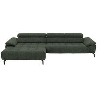 ECKSOFA in Chenille Grün  190/329 cm  - Schwarz/Grün, Design, Textil/Metall (190/329cm) - Beldomo Style